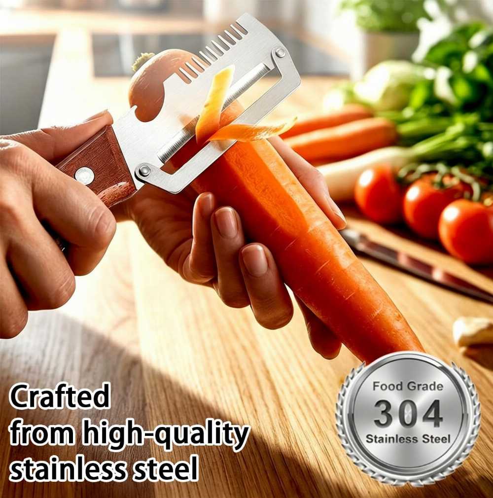 3-in-1 Multi-Functional Rotary Vegetable & Fruit Peeler – Ultra-Sharp Stainless Steel Blades