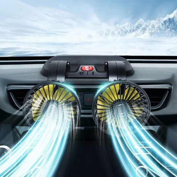 Double Headed Vehicle Fan (CIC922) – Dual Head 360° Adjustable USB & 12V/24V Car Cooling Fan