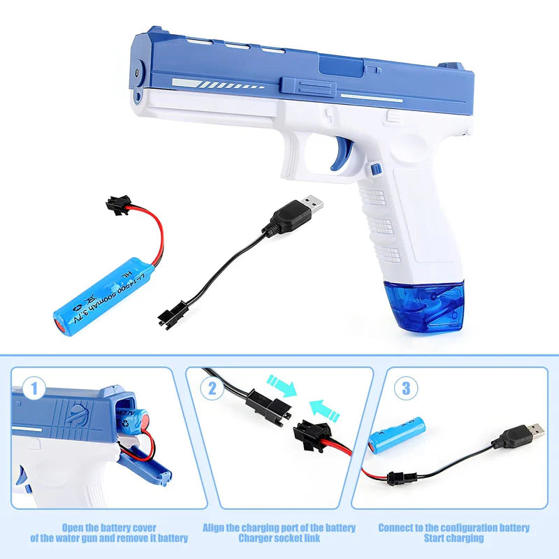 Glock Electric Water Gun – USB Rechargeable Automatic Water Blaster for Kids & Adults