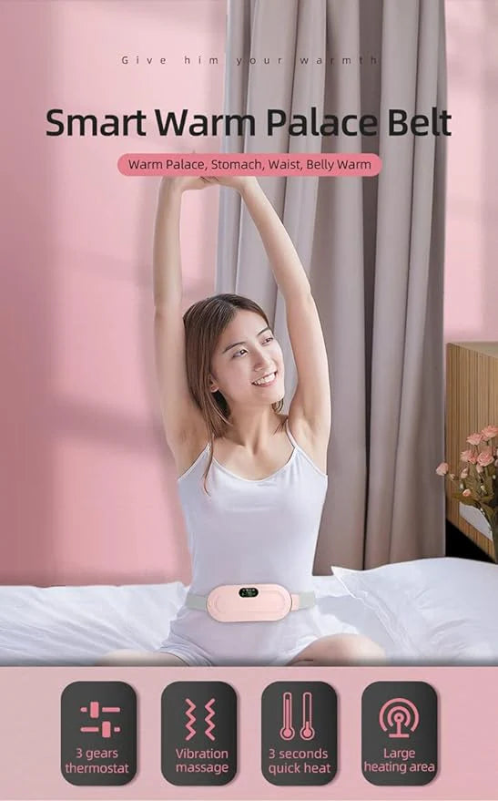 Portable Menstrual Heating Belt – Period Pain Relief Heating Pad with Vibration Massage & Rechargeable Battery
