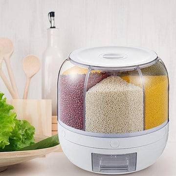 Rotating Food Storage Dispenser – 360° Grain Storage Container with One-Touch Dispenser