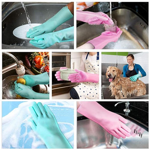 Silicone Cleaning Gloves – Reusable Heat-Resistant Dishwashing & Household Scrubbing Gloves
