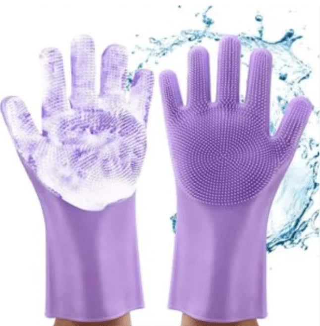 Silicone Cleaning Gloves – Reusable Heat-Resistant Dishwashing & Household Scrubbing Gloves